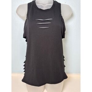 Alo XS Yoga Slashed Side‎ Tank Top Womens Black Excellent Laser Cut Racerback
